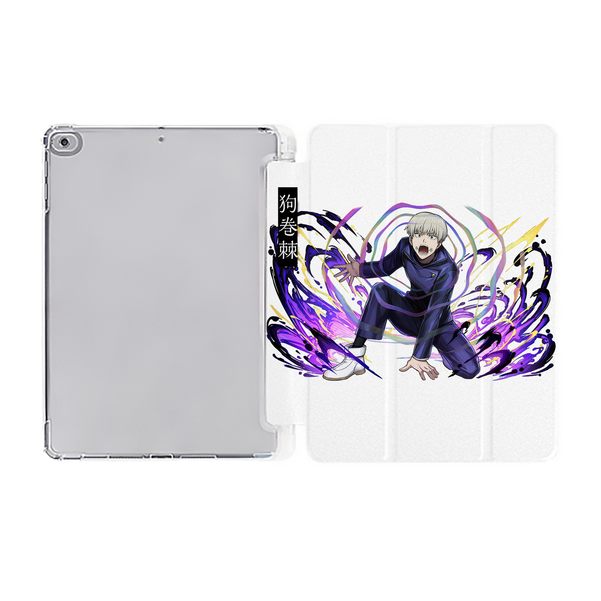 （画像用） 呪術廻戦 Jujutsu Kaisen IPad ケース ペン収納付き 三つ折りスタンド PUレザー×シリコン 対応機種9.5/10.5/10.9インチ